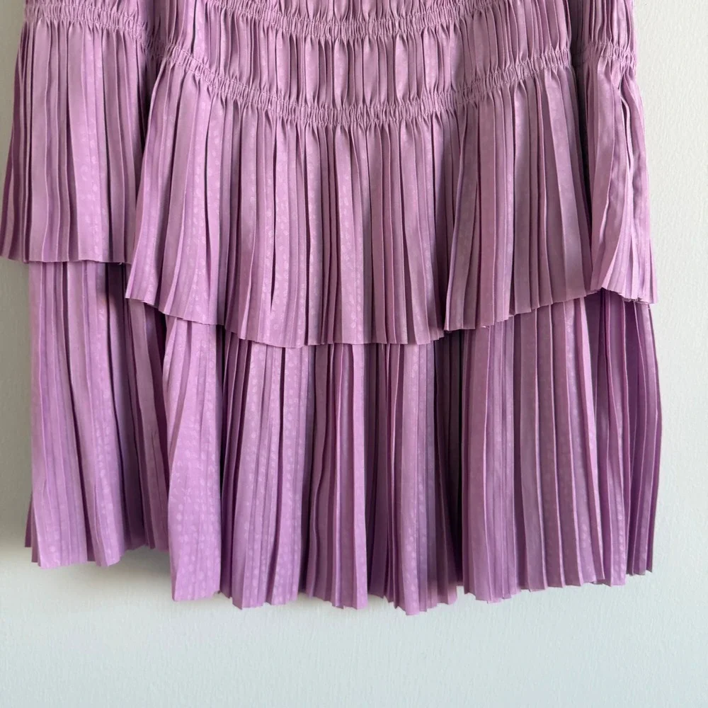 Current Air Smocked Tiered Satin Mini Skirt Size Small - Picture 6 of 9